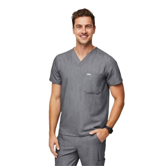 Figs Mens Scrub Top M Leon Stretchy Pockets Medical FIONx Uniform Nurse Doctor - Picture 1 of 13